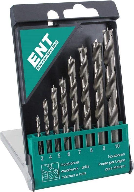 ENT DURADRILL 8-delige HSS-G houtboorset 3-10mm