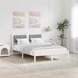 vidaXL Bedframe Lichtgrijs 140 x 190 cm Massief grenenhout