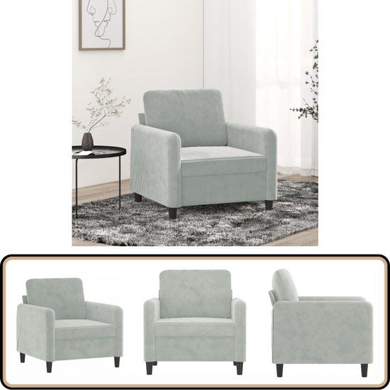 vidaXL Fauteuil 60 cm fluweel lichtgrijs