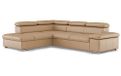 CAVADORE Echt lederen slaapbank Valerie met voetenbank/hoekbank met bedfunctie + hoofdeinde verstelling / 272 x 73 x 226 / beige leer
