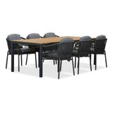 LUX outdoor living Delta/Rico Charcoal Dining Set | 6 People | Teakwood + Aluminum | 220cm