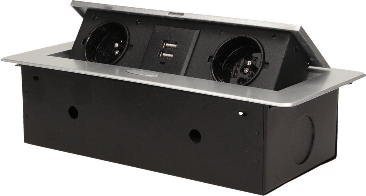 Orno Pop-up Stekkerblok met USB - Zilver