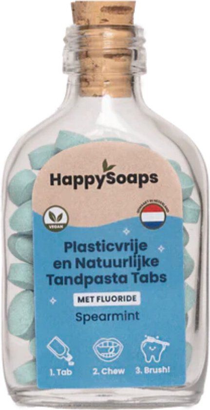 HappySoaps Tandpasta Tabs Met Fluoride Spearmint - 62 stuks