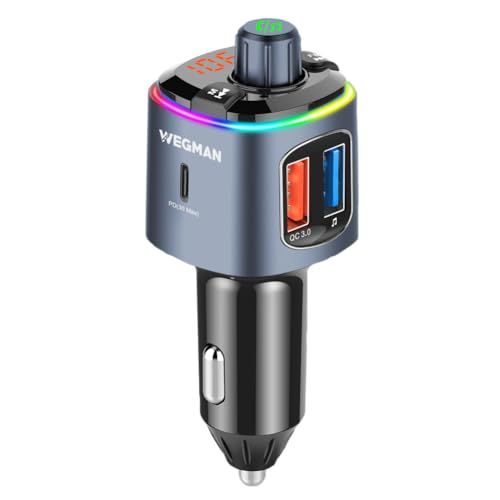 Wegman Bluetooth FM Transmitter - Autolader USB C - Carkit - Zwart