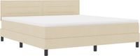vidaXL Boxspring bed met kussen met hoofdeinde Crème 180 x 200 cm Stof