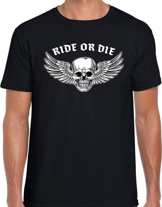 Bellatio Decorations Ride or die fashion t-shirt motorrijder zwart voor heren L