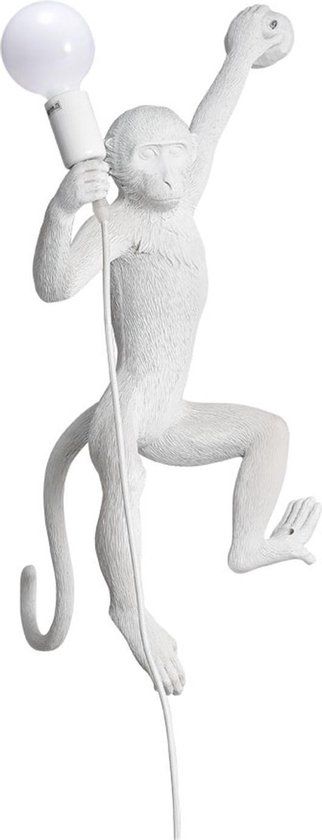 Hype-it Aap Wandlamp - Links Hangend - Wit - E27 - 65x35cm