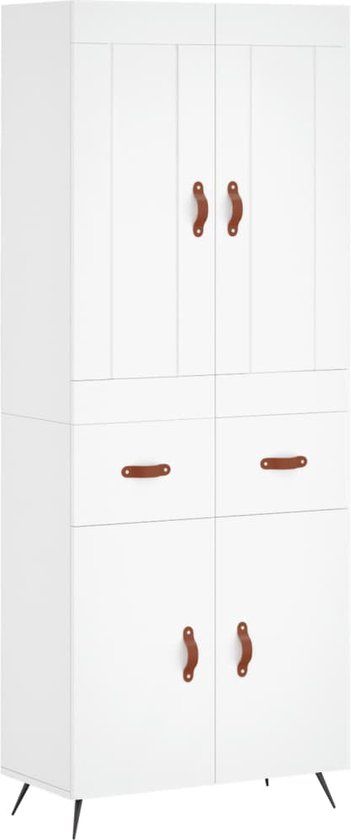 vidaXL Hoge kast 69,5x34x180 cm bewerkt hout wit