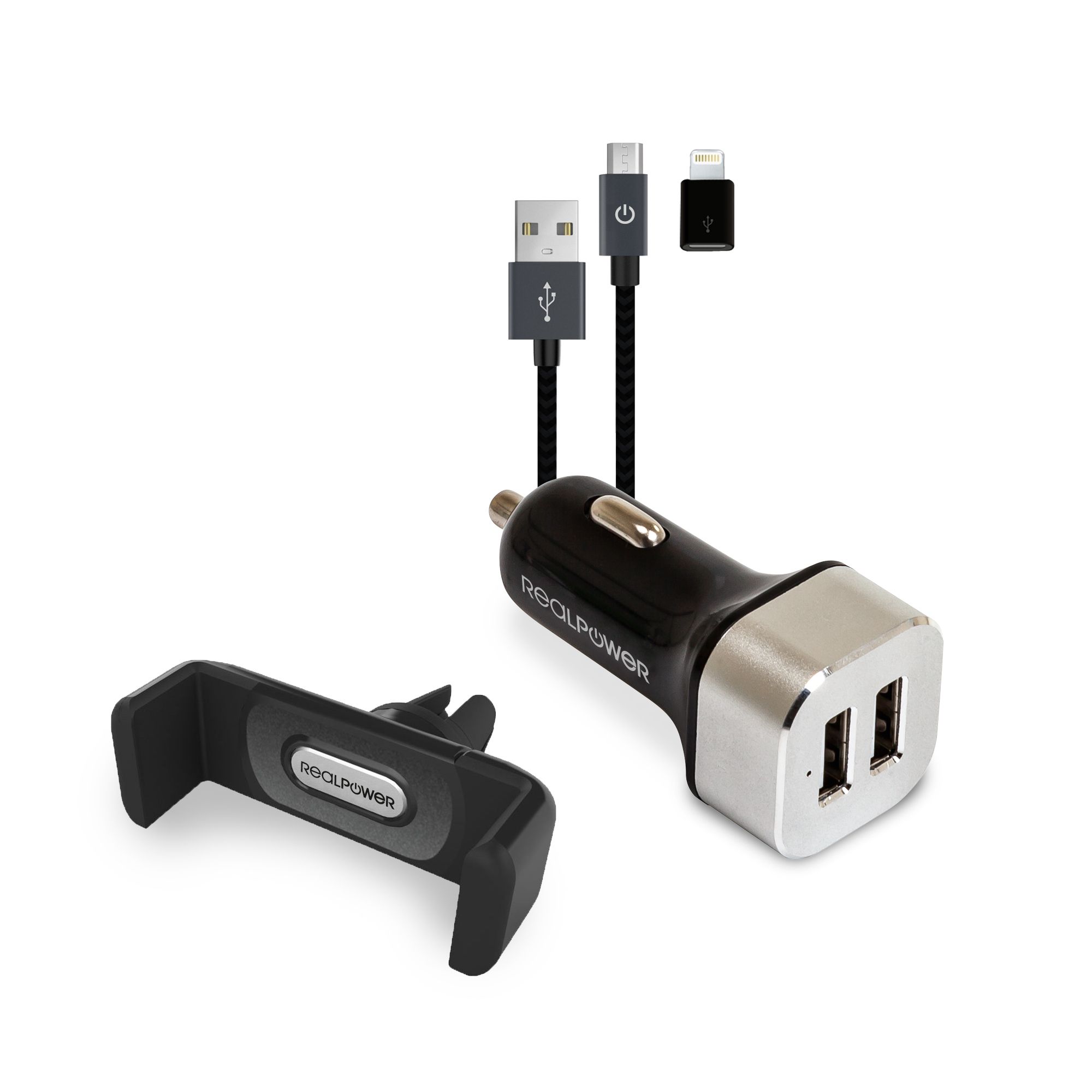 Realpower 168182 - Autolader - Zwart, Zilver