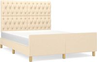 vidaXL Bedframe zonder matras, stof, crèmekleurig, 140x200 cm