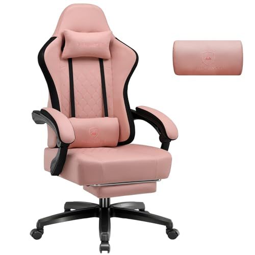 GTPLAYER Gamingstoel, stof, ergonomisch, met pocketveringkussen, draaistoel, voetensteun, 150 kg belastbaarheid, oranje