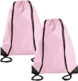 Merkloos Sport gymtas/draagtas met rijgkoord - 2x - lichtroze - 34 x 44 cm - polyester - verstevigde hoeken