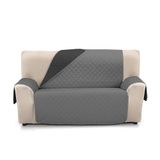 Martina Home Bankhoes gewatteerd, omkeerbaar, barnsteen, 3-zits, XL, antraciet/zwart