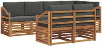 vidaXL - Bank loungeset - 7 zitplekken - Natuurlijk en antraciet - Polyester