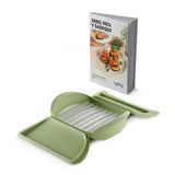 Lékué Steamer Platina Siliconen, Groen, Met Dienblad en Receptenboek in het Spaans, 3-4 Personen, 1400 ml