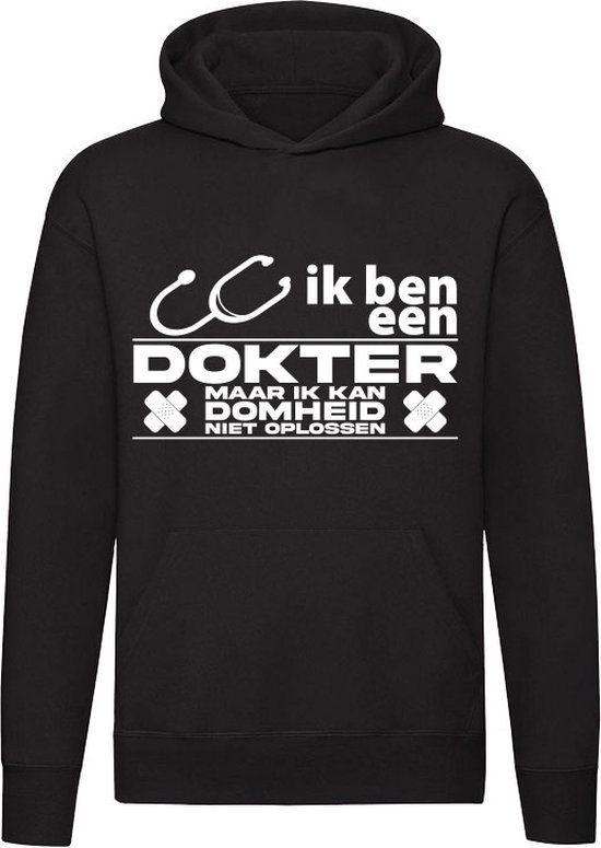 Ik kan domheid niet oplossen Hoodie - Zwart - Unisex - Maat M