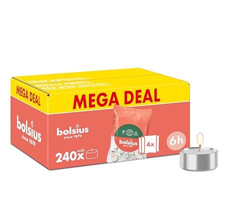Bolsius - Waxinelichtjes - 240 Stuks - Wit - 6 branduren