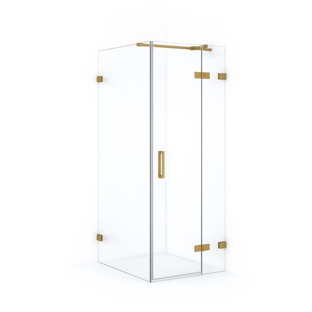 Maxaro Douchecabine Diamond 90x80cm 8mm Helder Veiligheidsglas Goud met Draaideur