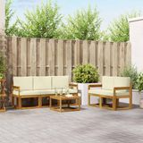 vidaXL Bankset voor buiten, 6-delig, naturel en crème, tuinbank, modern meubilair, terrasset, om te ontspannen