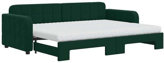 vidaXL Slaapbank onderschuifbed matrassen 80x200cm fluweel donkergroen