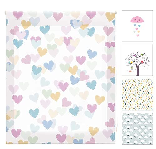 Blindecor Digitaal Kinderen Rolgordijn Hearts - 110x180cm