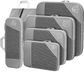 Ibenzoa® Organisateur de voyage gris avec compression, set de 6 pièces