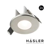 Hasler Häsler Ferrara Inbouwspot Incl. Fase Aansnijding Dimbaar 6,8 cm 4 Watt Helder Wit RVS Set 2x