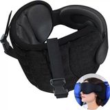 Inf DRAGON ECOM INTERNATIONAL LIMITED Vliegtuig Reisnekkussen met Slaapmasker – Katoen 360° Nekondersteuning, Anti-Knikken, Zwart