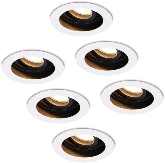 HOFTRONIC Set van 6 Laredo LED inbouwspots - GU10 - 4 Watt - 2700K Warm wit - Dimbaar - Wit