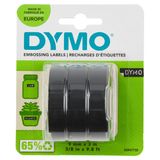 DYMO Label Tape 9mm x 3m - White on Black - 3 Pack