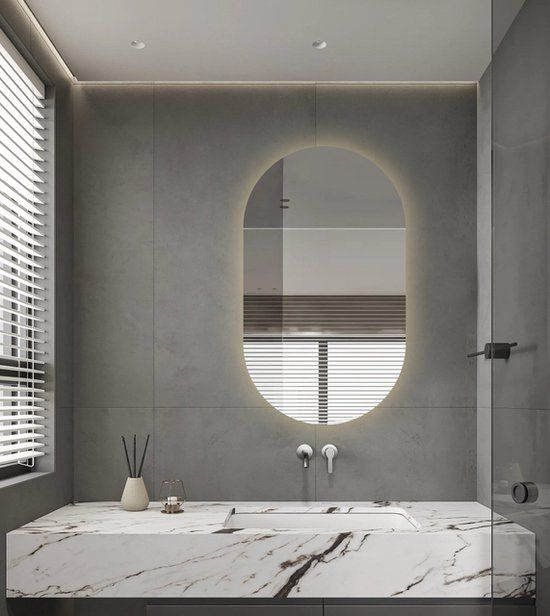 Adema Shine Badkamer Spiegel - 70x120cm - Ovaal - LED - Zilver