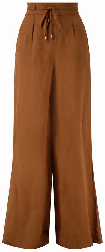 Zusss Broek Linnen Broek Met Riempje 0303 0050 Warm Camel Dames Maat - XL
