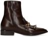Manfield - Dames - Bruine leren enkellaarsjes met studs - Maat 39