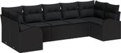 vidaXL Tuinbank Set 7-delig Zwart Polyrattan