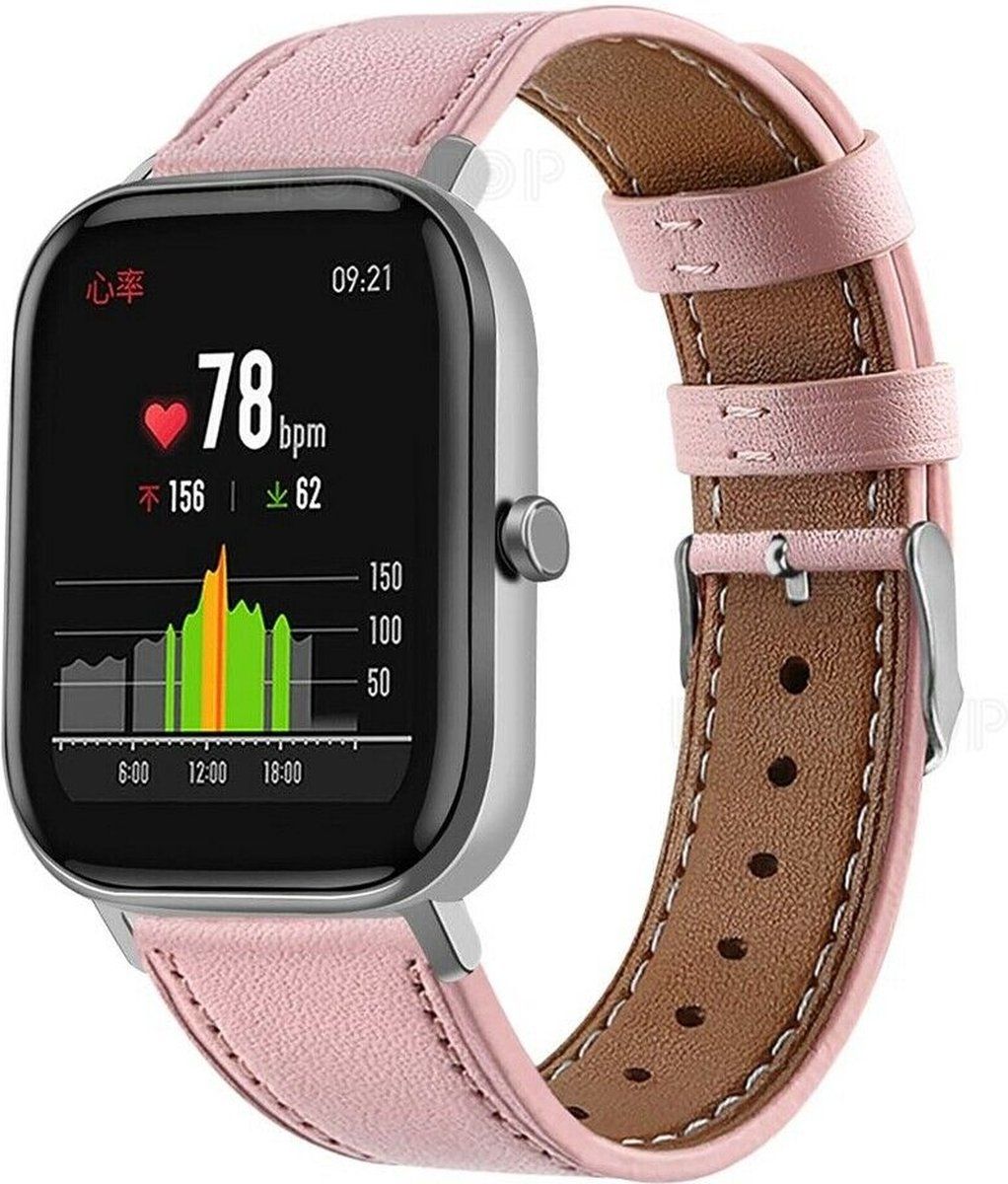 Strap-it Xiaomi Amazfit GTS bandje leer - roze