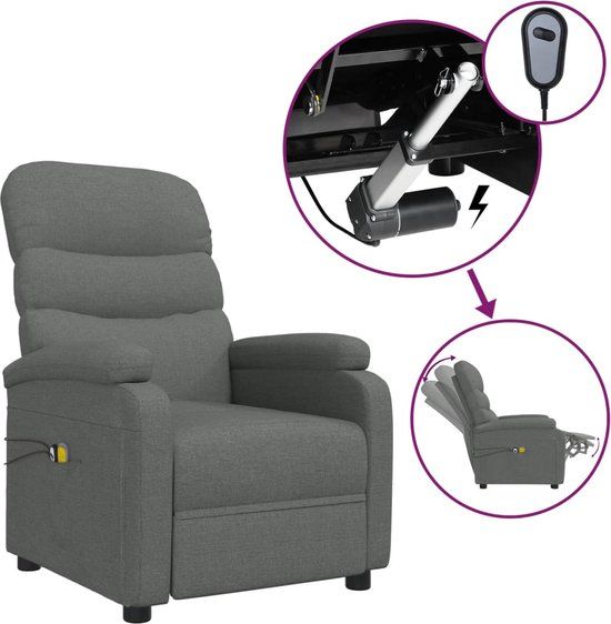 vidaXL Massagestoel elektrisch stof donkergrijs