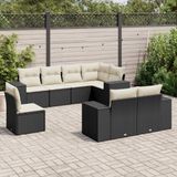 Maison Exclusive - Ensemble de jardin, 8 pièces, avec coussins, noir, en polyrotin
