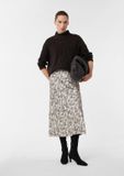 Comma - Jupe midi en satin avec imprimé intégral - Beige/Gris - Taille 40