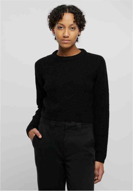 Urban Classics Ladies Short Waffle Sweater - Black - Size M