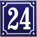 EmailleDesignÂ® Emaille huisnummer blauw/wit nr. 24