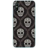 Xiaomi Bedrukt siliconen hoesje compatibel met Xiaomi Redmi 9A, Xiaomi Redmi 9AT, Xiaomi Redmi 9i floral skull