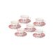 Avilia Set van 6 koffiekopjes en schoteltjes, Arabische decoraties, porselein, 270 cc, wit en rood