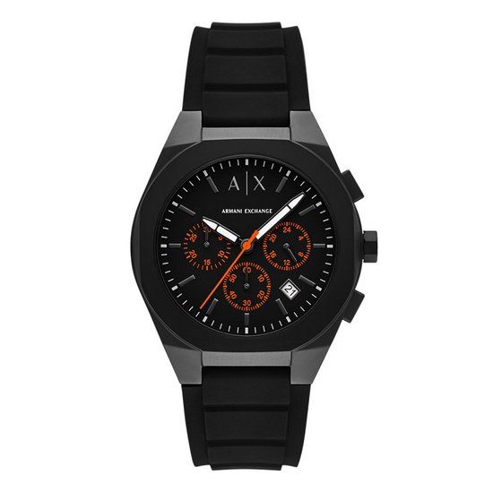 Armani Exchange AX4198 Heren Polshorloge Zwart Siliconen Band Staal Kast 42mm