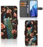 Xiaomi Mi 11 Housse de téléphone avec fentes pour cartes Paon avec fleurs