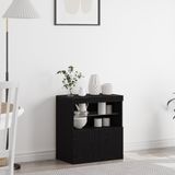 vidaXL LED Dressoir Zwart Bewerkt Hout 60,5 x 37 x 67 cm