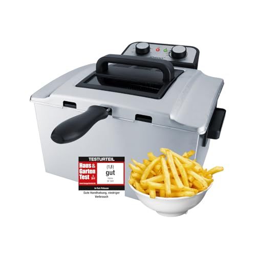Steba Roestvrijstalen friteuse, 5 liter volume, voor maximaal 1,5 kg frituurgoed, XXL-mand: 10 x 29 x 21,5 cm, DF 300