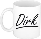 Bellatio Decorations Dirk Naam koffiemok - beker - met sierlijke letters - wit