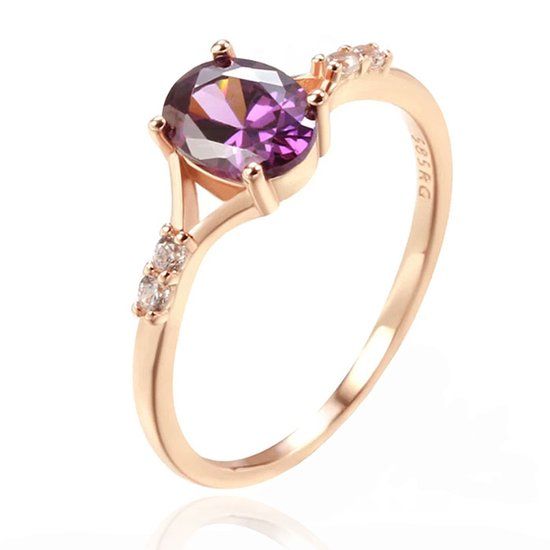 Cilla Jewels Damesring met Paarse Ovale Zirkonia-17mm