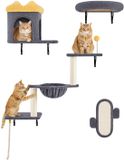 Unyqoos® Modulaire klimwand met kattenhuis en krabpalen voor actieve katten