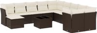 vidaXL 12-delige loungeset met kussens polyrattan bruin